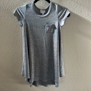 Lularoe Girls Gray Rainbow Shimmer Short Sleeve Dress Size 8